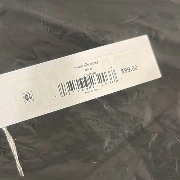 NWT [Steve Madden] Asymmetric Midi Hanky Hem Dress in Black Women’s Sz Large - Picture 5 of 7